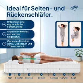 AM Qualitätsmatratzen - Visco-Matratze 90x200 H2 | Hochwertige Matratze mit Viscoauflage | 20 cm Höhe | Germany | 90 x 200 cm