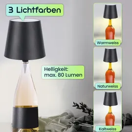 ideoon lights Akku Flaschenlampe Schwarz 2 St.