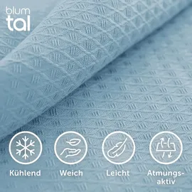 Blumtal Kühldecke 200x230 cm - Bambus Sommerdecke für Sofa - Bett, atmungsaktiv & kühlend – Himmelblau, ideal als Reisedecke- Himmelblau - Himmelblau