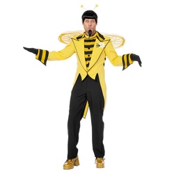 Metamorph Kostüm Bienen Frack für Männer, Geringelter Herrenfrack mit Schwalbenschwanz gelb