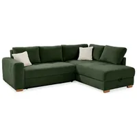 Ecksofa-Dauerschläfer Boxspring Federkern-Couch Topper Bettkasten in Cord Grün