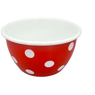Linoows Schüssel Emaille Schüssel, Salatschüssel, Müsli Schale, Emaille, (Packung), Nostalgie Müsli Schale Rot und weiße Tupfen 15 cm rot