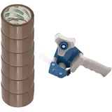 D.RECT Handabroller mit 6 Rollen 50 m x 48 mm Braun