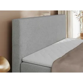 MKS Meble Boxspringbett, Polsterbett JAGUAR mit Multipocket-Matratze, struktur dekostoff, zwei Bettkästen und Topper - 180 x 200 cm - H4 - Hellgra... - Grau