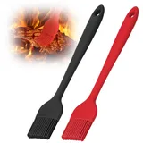 Euqvunn 2 Stück Backpinsel, BPA-Free Backpinsel Silikon, Nonstick Silikonpinsel, Heat Resistant Küchenpinsel für Backen, Grillen, Kochen & Braten, Healthy One-Piece Design Pinsel Küche