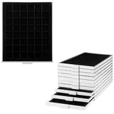Prophila Münzbox grau 48 eckige Fächer für Münzen bis 30mm, Schwarze Einlage ...