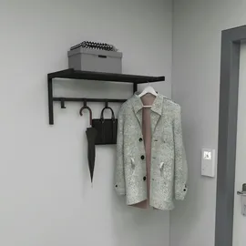 [en.casa] Wandgarderobe, Tolga mit Hutablage Schwarz