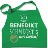 Kinderschürze Schürze Kinder Jungen Mädchen - Kochschürze - Bei Name schmeckts am besten - Geschenk Mama Papa Oma Opa Weihnachten Geburtstag - 2-6 Jahre - Grün - kinderkochschürze koch - 2-6 Jahre