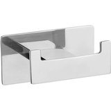 Wenko Turbo-Loc Wandhaken Duo Genova Shine, dekorativer Doppel-Badhaken aus Edelstahl für Handtücher oder Badutensilien, Befestigen ohne Bohren, (B x H x T): 8,9 x 4,4 x 5,4 cm, Glänzend