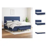 vidaXL Boxspringbett mit Matratze Blau 200x200 cm Stoff