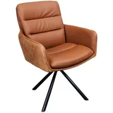 Riess-Ambiente Stuhl BIG GEORGE cognac Echtleder Microfaser mit Armlehne Retro Drehbarer Design
