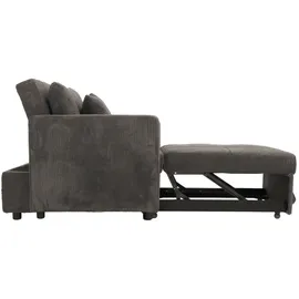 MCW Schlafsessel MCW-L90, Klappsessel Gästebett Relaxsessel, Liegefläche 200x100cm Stoff/Textil Cord ~ dunkelgrau