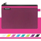 Leitz WOW Mäppchen mit 2 Fächern, Leichtläufiger Reißverschluss, Abwaschbar, Ideal zur Organisation, Größe L, 23 x 15 cm, Pink, 40130023
