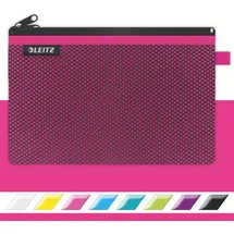 Leitz WOW Mäppchen mit 2 Fächern, Leichtläufiger Reißverschluss, Abwaschbar, Ideal zur Organisation, Größe L, 23 x 15 cm, Pink, 40130023