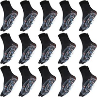 Turmalin Ionische körperformende Stretch-Socken, schnelle Entgiftung & Turmalin, Ionische körperformende Stretch-Socken, Fußmassage-Socken zur Schmerzlinderung (15 Paar-Schwarz)