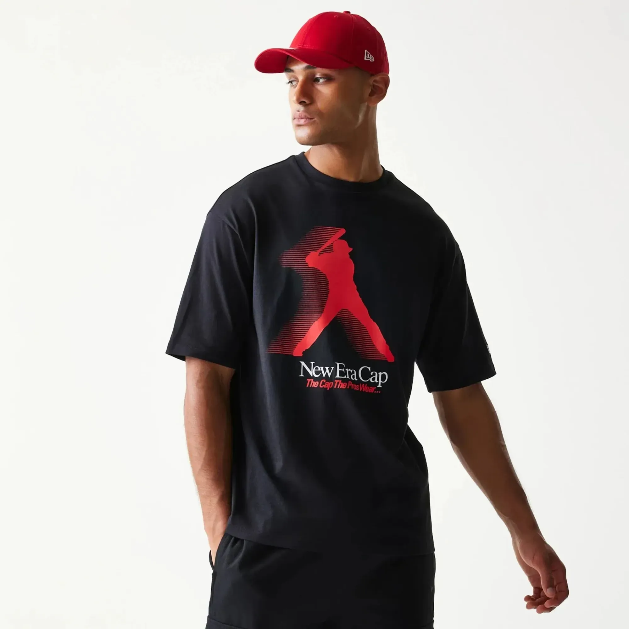 NEW ERA Baseball Player Graphic Oversized T-Shirt - Schwarz - M