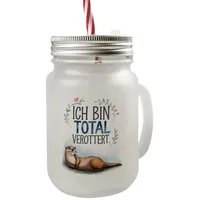 Speecheese Niedlicher Otter Total verottert Mason Jar Henkel Trinkglas