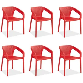 Homestyle4u Gartenstuhl 6er Set in Rot 2687