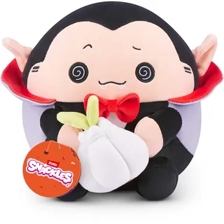 Snackles Halloween Serie 1, 20 cm großes Plüschspielzeug (Draco) von ZURU, Plüschspielzeug mit Snack-Accessoire, Vampire with Garlic Bulb