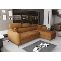 AX LIVING Ecksofa mit Schlaffunktion Ribella 5 L-Form 265 cm, Samt in Bernstein Rechts - Gelb