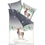 KAEPPEL Fein Biber Bettwäsche in grau | Gr.: 155 x 220 + 80 x 80 cm