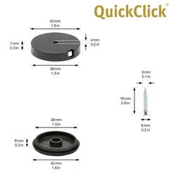 WAGNER QuickClick® Kunststoffgleiter BLACK - zum Schrauben, 4x Basis & Schraube & Einsatz Ø 40 mm, DE Ware - 15807400