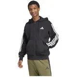 adidas Essentials 3-Streifen Fleece Reißverschlusspullover Black / White 3XL