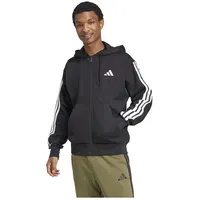 adidas Essentials 3-Streifen Fleece Reißverschlusspullover Black / White 3XL