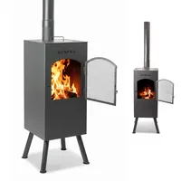 BonFeu BonCarré Schwarz - Terrassenofen - Feuerstelle mit Funkenschutz für entspannte Abende - Feuersäule Outdoor - Terrassenkamin mit Grillrost - Gartenofen aus hochwertigem Cortenstahl - 35x35x153cm