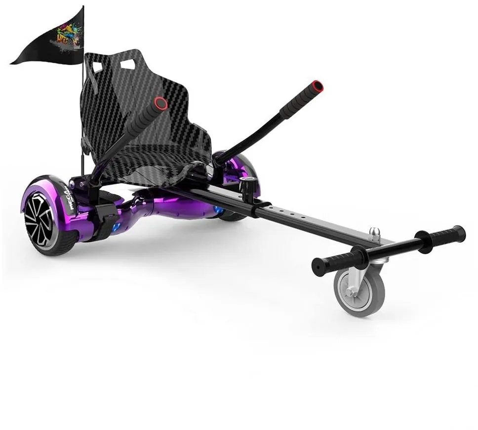 Mega Motion Balance Scooter Kart E1, Hoverboard mit Kart 15KM Bluetooth LED lila