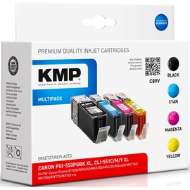 KMP C89V kompatibel zu Canon PGI-550PGBK XL schwarz + CLI-551 CMY XL