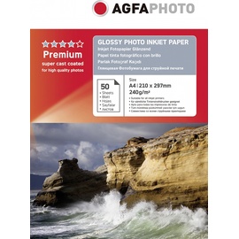 AgfaPhoto Premium Glossy 240 g/m2, A4, 50 x), Fotopapier, Weiss