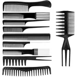 luxuskollektion Stielkamm Hair Styling Kämme 10Pcs Profi Friseur Haar Zubehör Set Tragbar Tasche schwarz