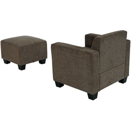 Mendler Modular Sessel Loungesessel mit Ottomane Lyon, Stoff/Textil ~ braun