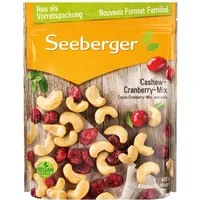 Seeberger Cashew-Cranberry-Mix 1x400g, Knackige naturbelassene Cashewkerne mit Cranberries - süß-säuerliche Kombination - glutenfrei, vegan