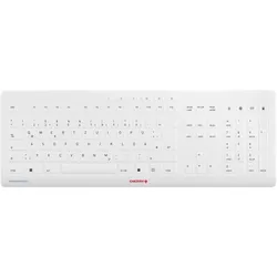 CHERRY Stream Protect Keyboard Wireless Weiß, USB, DE - Layout inkl. Membran, Schutzmembran Silikon, spritzwassergeschützt, 10 Multimediatasten