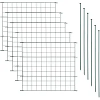 Teichzaun Set mit 5 Zaunelementen und 6 Befestigungsstäben, Welpanauslauf, Metall, Gartenzaun, Freigehege, Teich, Zaun, Set, 5 Elemente, Gitterzaun (Gerade)