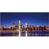 MCW LED-Bild, Leinwandbild Wandbild Leuchtbild, Timer MVG-zertifiziert ~ 100x50cm One World Trade Center, flackernd