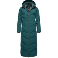 Ragwear Damen Wintermantel Warmer wasserdichter Steppmantel lang mit Abnehmbarer Kapuze Rebelka Extralong Dark Green Gr. 3XL - 3XL