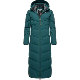 Ragwear Damen Wintermantel Warmer wasserdichter Steppmantel lang mit Abnehmbarer Kapuze Rebelka Extralong Dark Green Gr. 3XL - 3XL