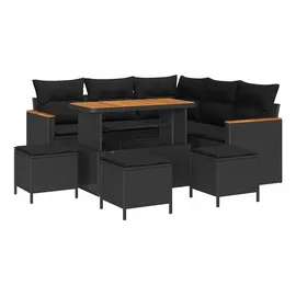 vidaXL Gartensofa-set 9 pcs Schwarz Poly-Rattan - Schwarz