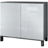 Vladon Skadu V3 92,5 x 84,5 x 35 cm Anthrazit matt / Weiß Hochglanz