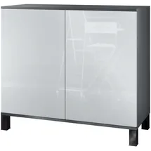 Vladon Skadu V3 92,5 x 84,5 x 35 cm Anthrazit matt / Weiß Hochglanz