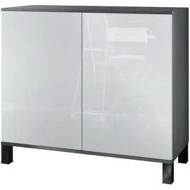 Vladon Skadu V3 92,5 x 84,5 x 35 cm Anthrazit matt / Weiß Hochglanz