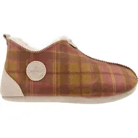 Vanuba - Damen Hausschuhe Oxford Tartan Lammfell Leder Wolle Pantoffeln D022 Rot, Größe 39 EU - Rot - 39