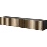 Selsey TV Schrank Board Sideboard Fernsehtisch Fernsehschrank 175 cm Hängend Schwarz Mit Lamellierter Front Telire