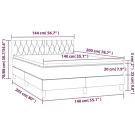 vidaXL Boxspringbett mit Matratze Dunkelgrau 140x200 cm Stoff