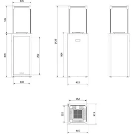 Kratki Terrassenheizer Gas PATIO SLIM weiß + Gratis TANGO/1 bioethanol freistehender-kamin