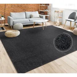 Teppich »Porto 890«, rechteckig, 13 mm Höhe, Kurzflor, Uni-Farben, ideal im Wohnzimmer & Schlafzimmer, 78263126-0 schwarz 13 mm