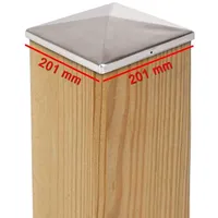 5 x PFOSTENKAPPE PYRAMIDE 201 x 201 MM EDELSTAHL